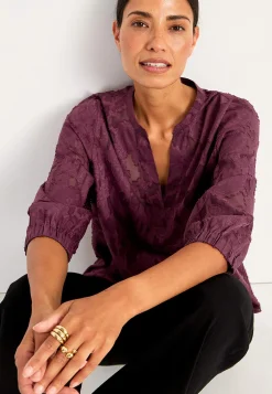 Jacquardvævet, næsten gennemsigtig bluse | Cellbes