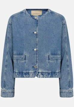 Jeansjakke med afrundet halsudskæring