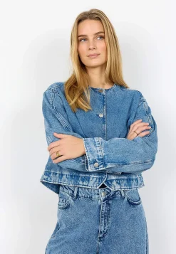 Jeansjakke med afrundet halsudskæring