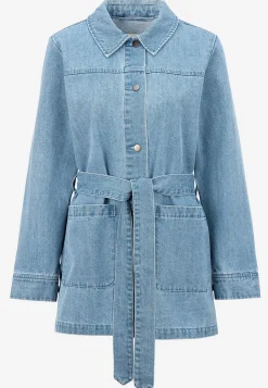 Jeansjakke med bindebånd