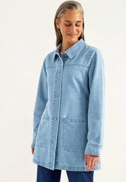 Jeansjakke med bindebånd