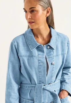 Jeansjakke med bindebånd