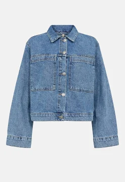 Jeansjakke med store forlommer