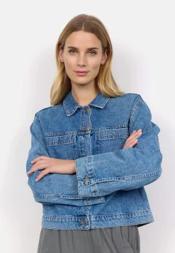 Jeansjakke med store forlommer