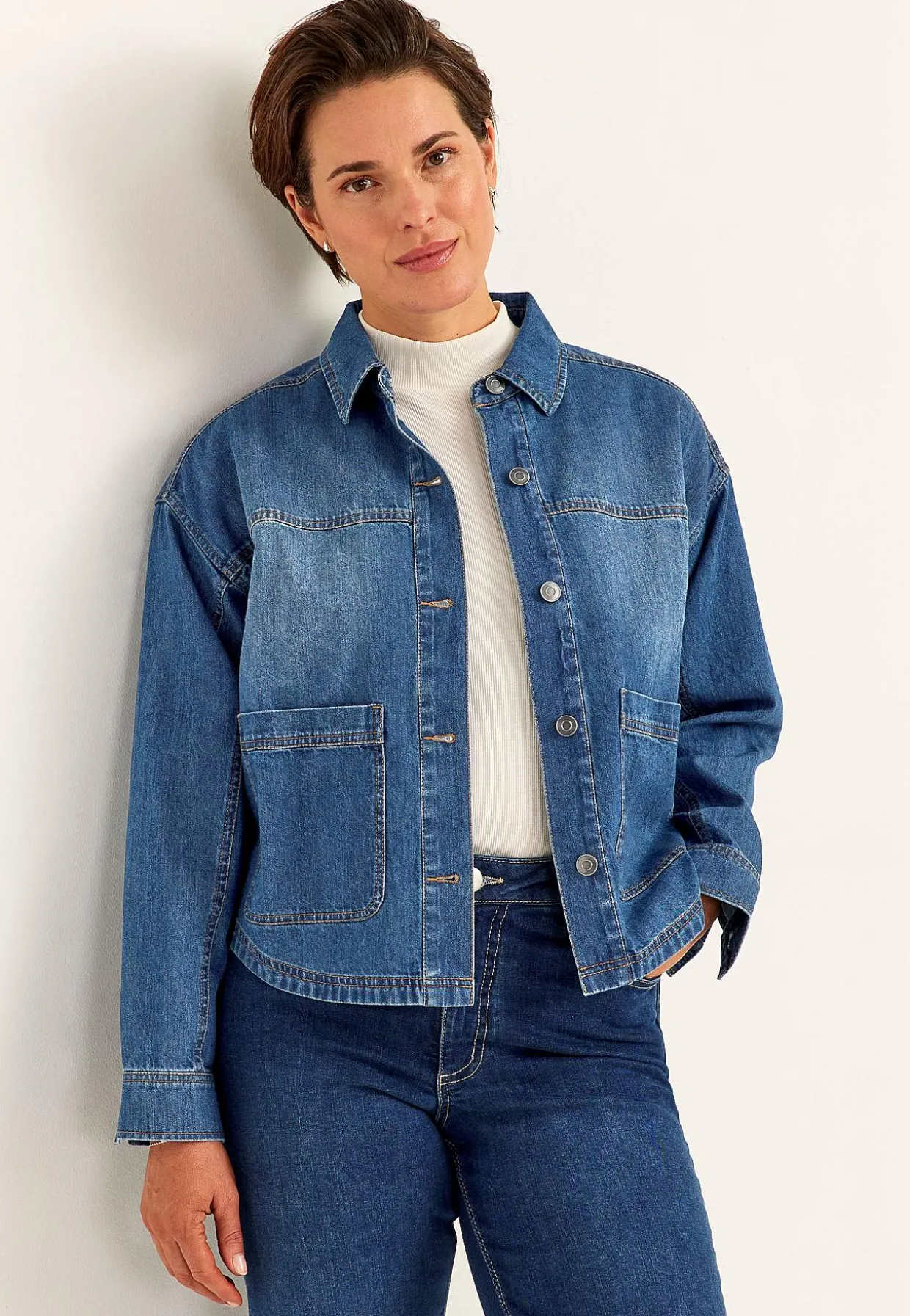 Jeansjakke uden stræk