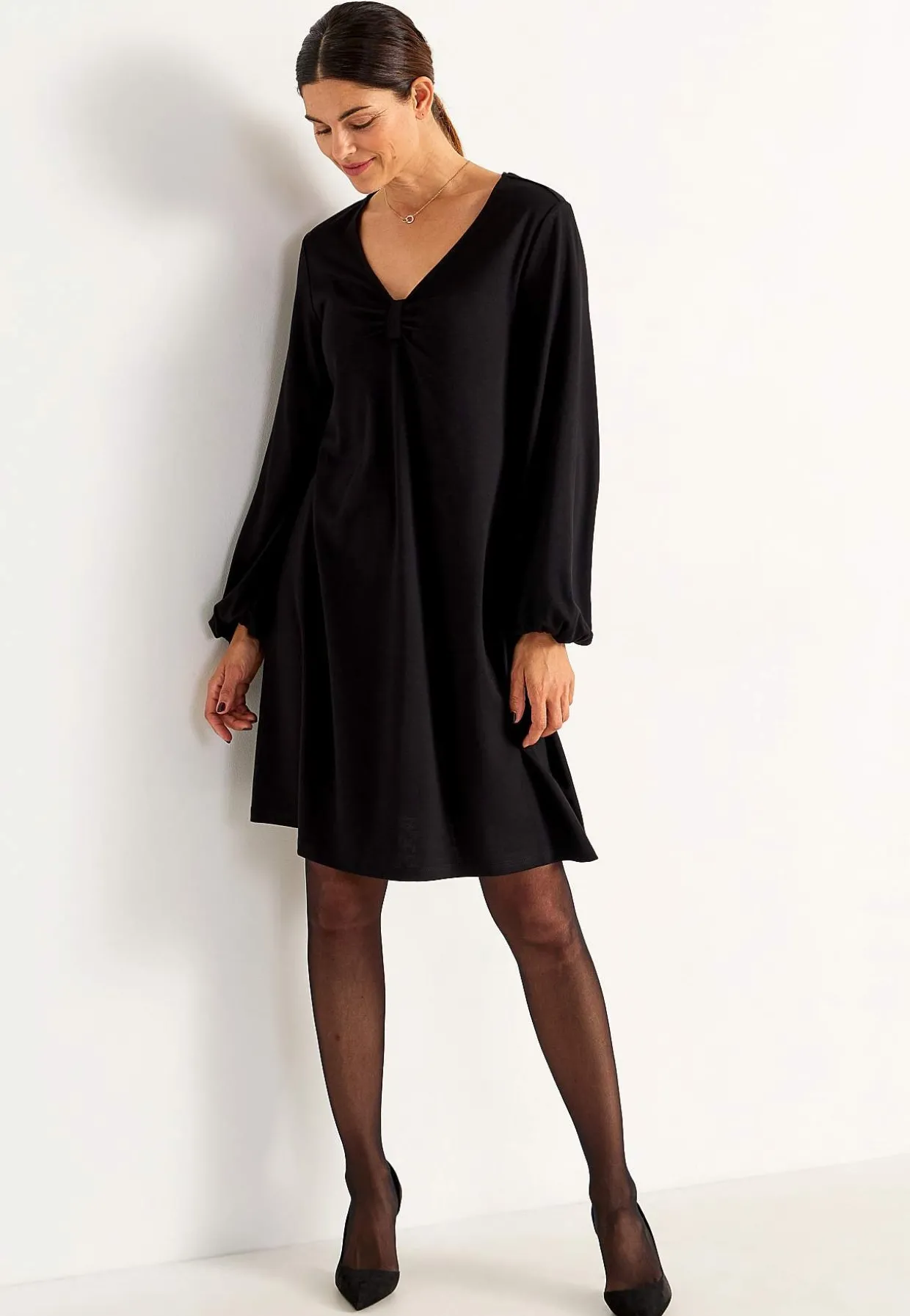 Jerseykjole med rynkedetalje