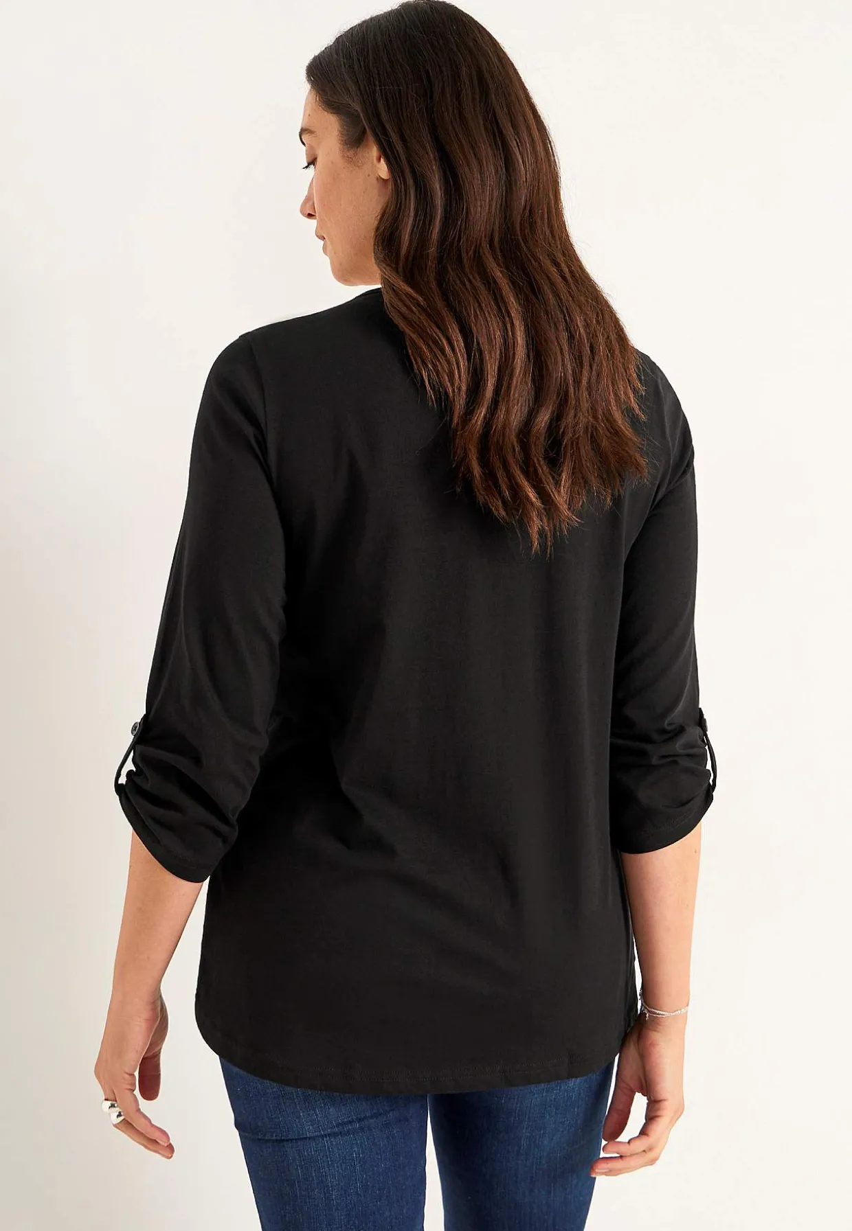 Jerseytop med 3/4 lange ærmer