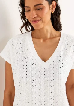 Jerseytop med hulbroderi