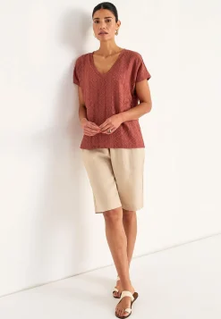 Jerseytop med hulbroderi