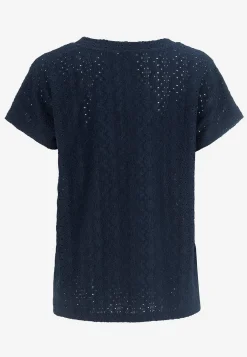 Jerseytop med hulbroderi