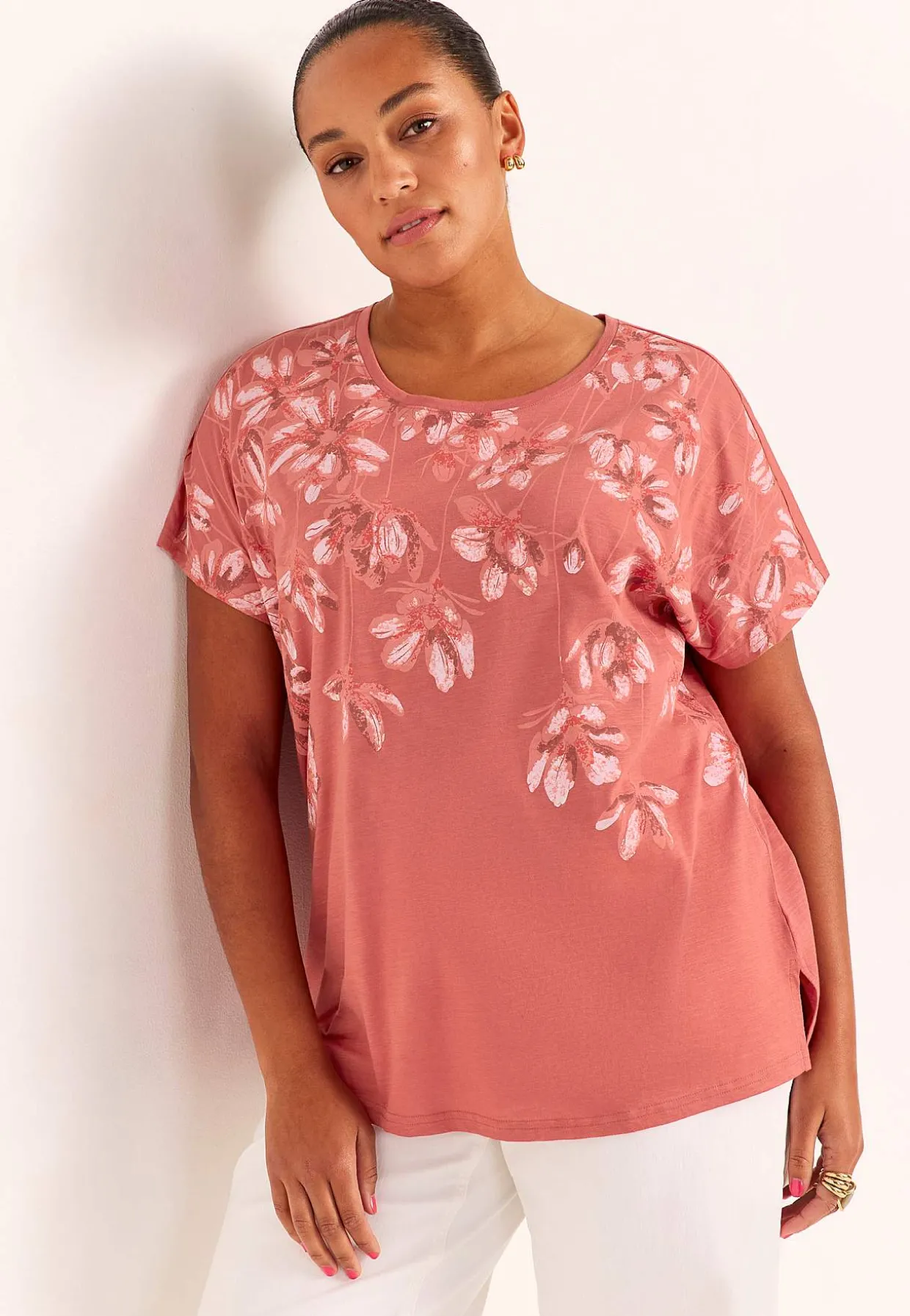 Jerseytop med korte ærmer