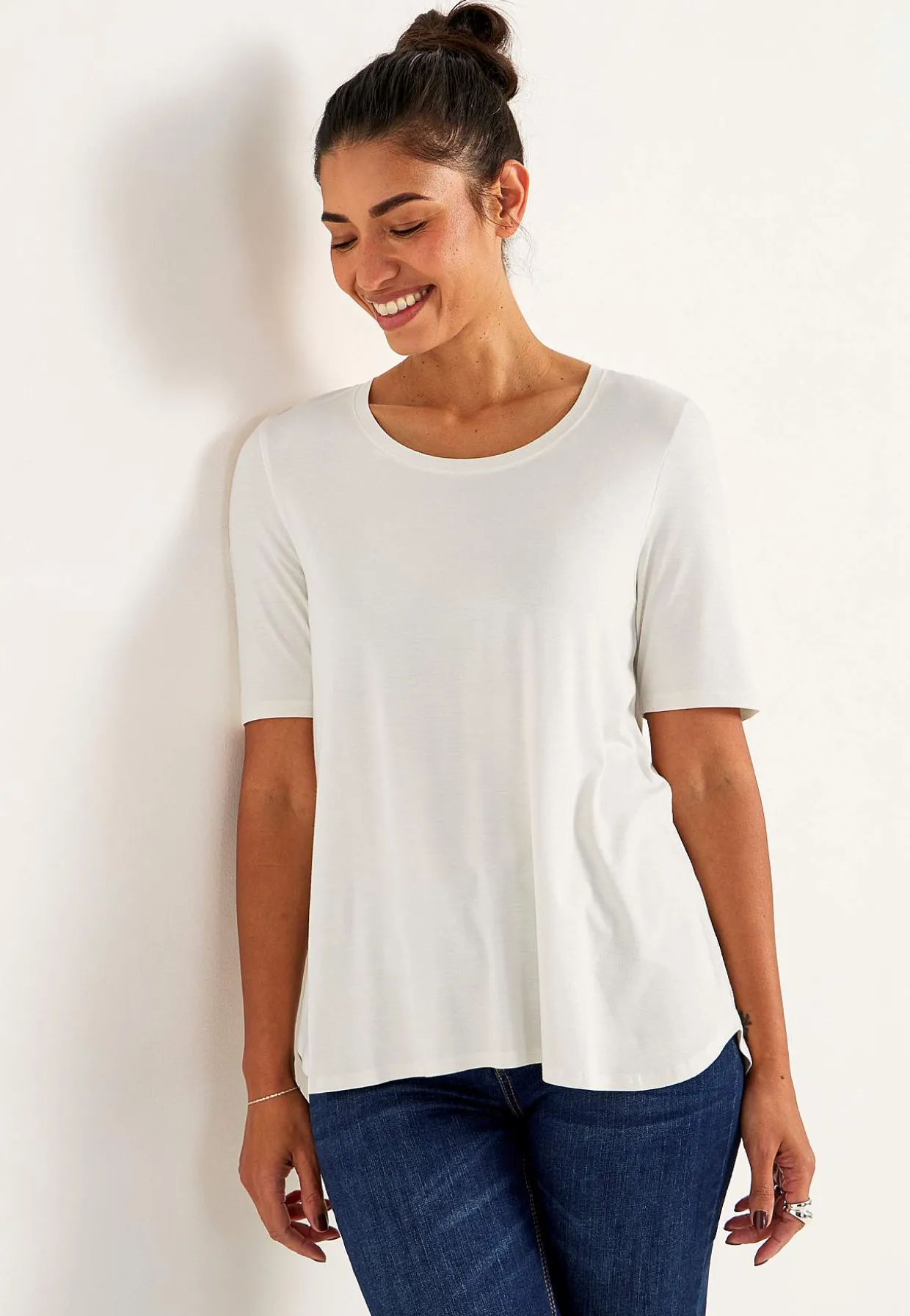 Jerseytop med korte ærmer