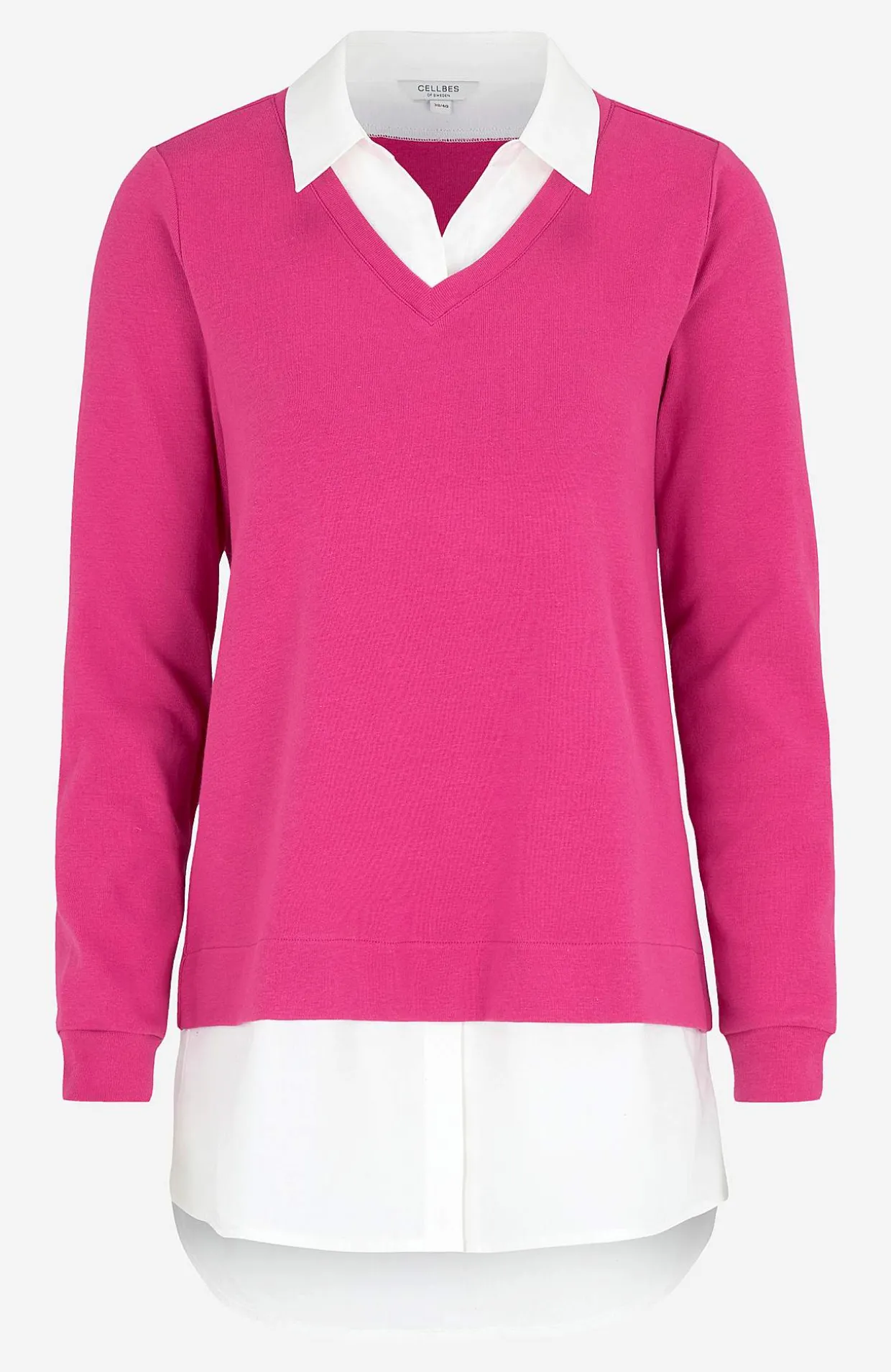 Jerseytop med syet skjorte krave