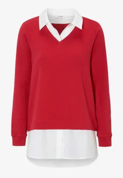 Jerseytop med syet skjorte krave