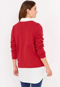 Jerseytop med syet skjorte krave