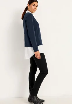 Jerseytop med syet skjorte krave