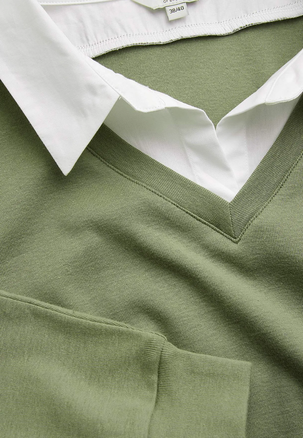 Jerseytop med syet skjorte krave