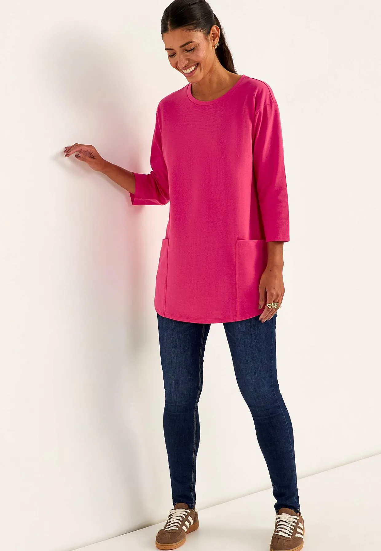 Jerseytunika i økologisk bomuld med lommer