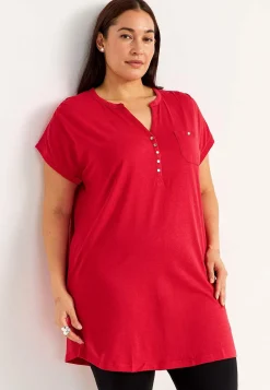 Jerseytunika i modalmiks med metalknapper