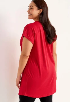 Jerseytunika i modalmiks med metalknapper