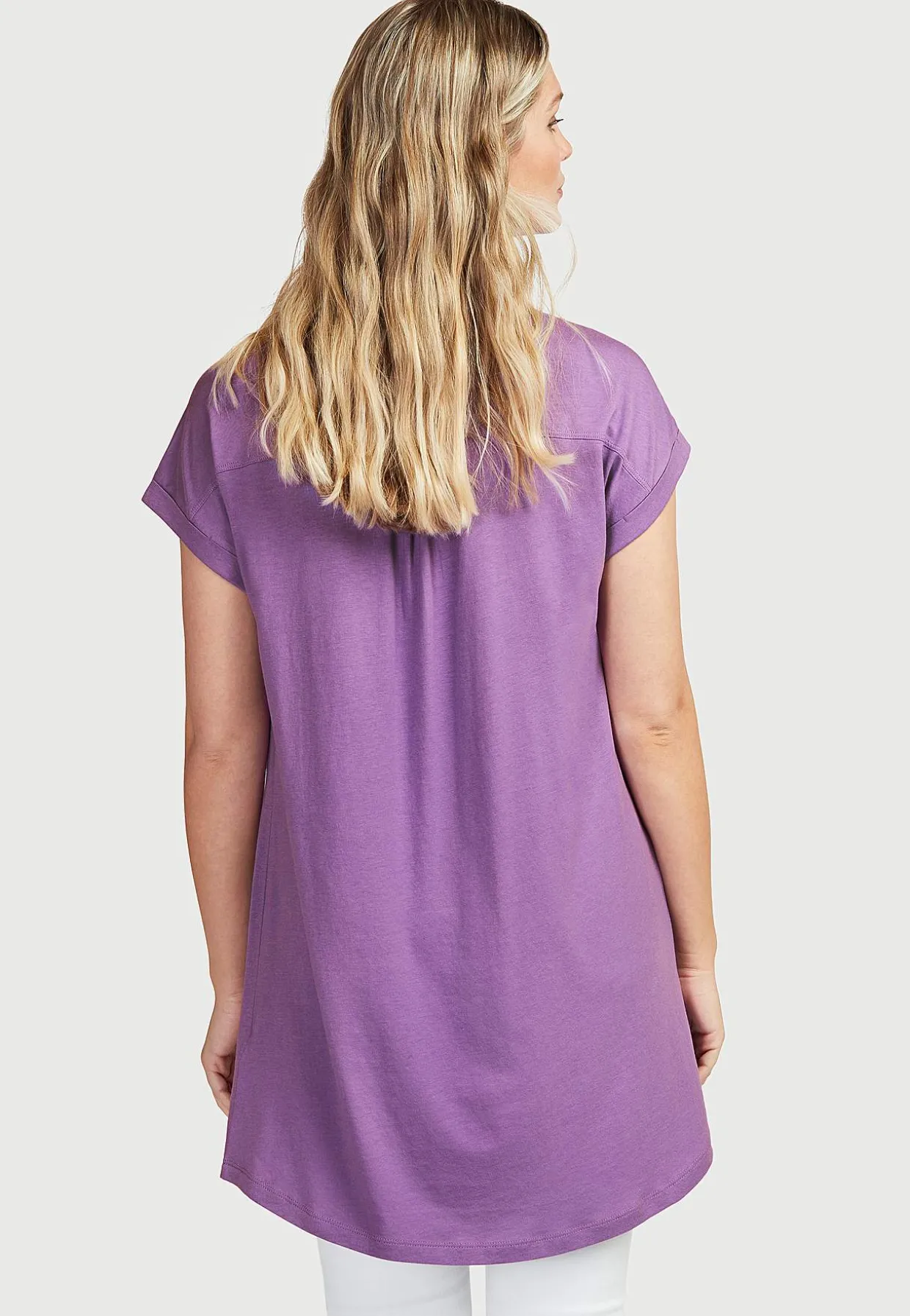 Jerseytunika i modalmiks med metalknapper