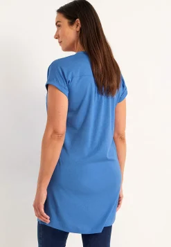 Jerseytunika i modalmiks med metalknapper