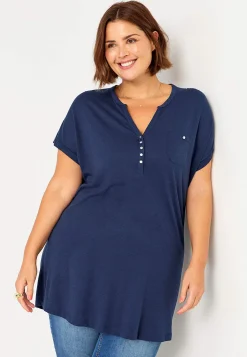 Jerseytunika i modalmiks med metalknapper