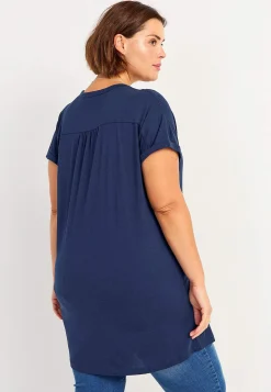 Jerseytunika i modalmiks med metalknapper