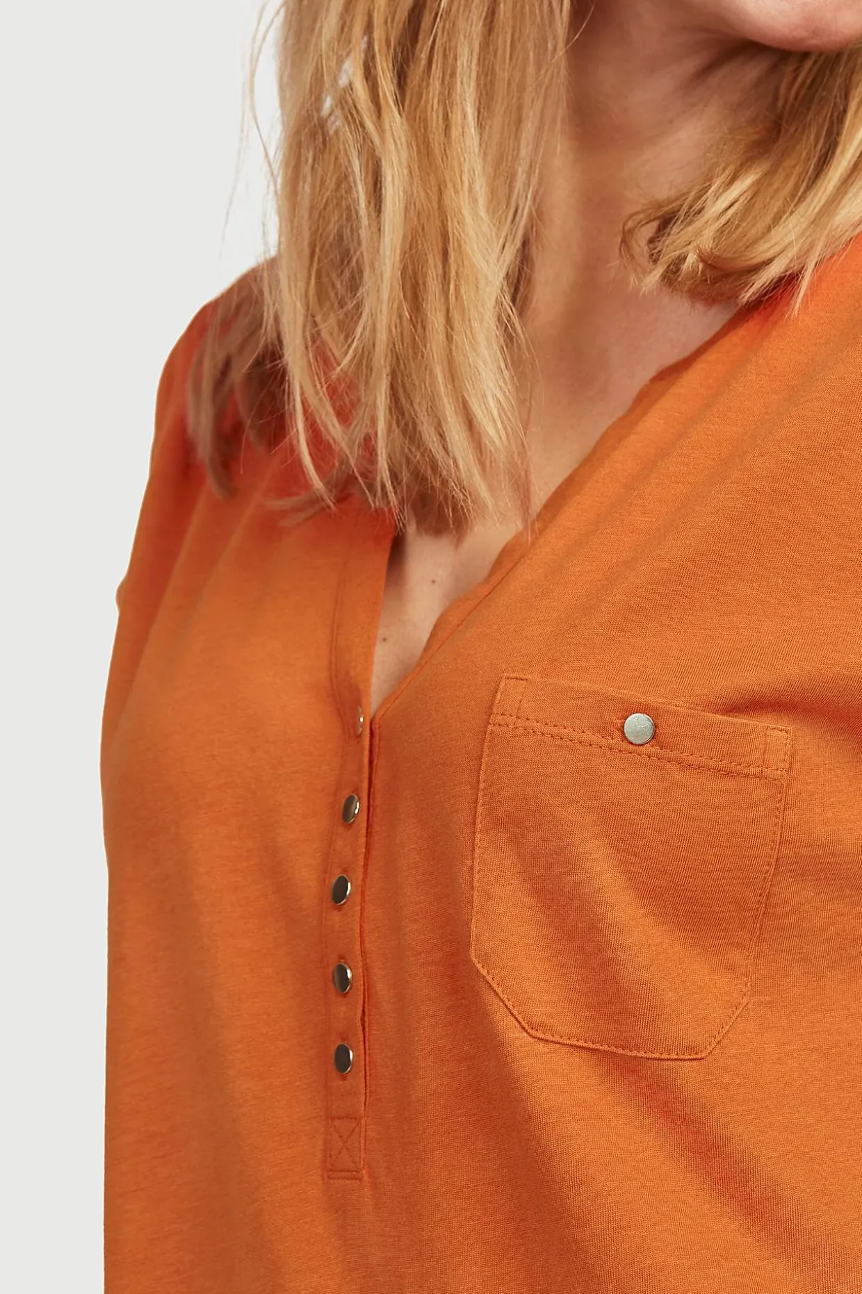 Jerseytunika i modalmiks med metalknapper