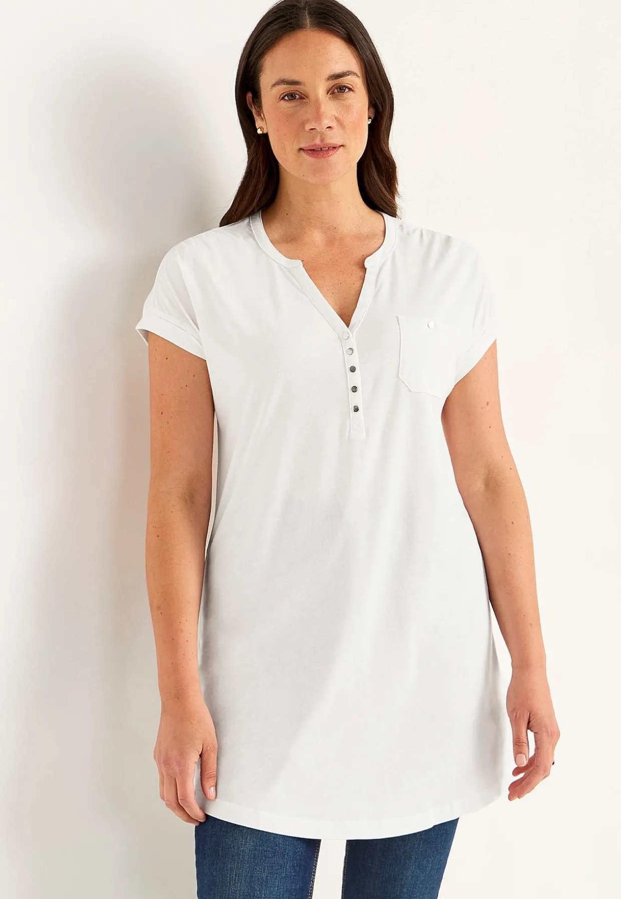 Jerseytunika i modalmiks med metalknapper