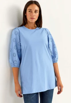 Jerseytunika med broderede ærmer