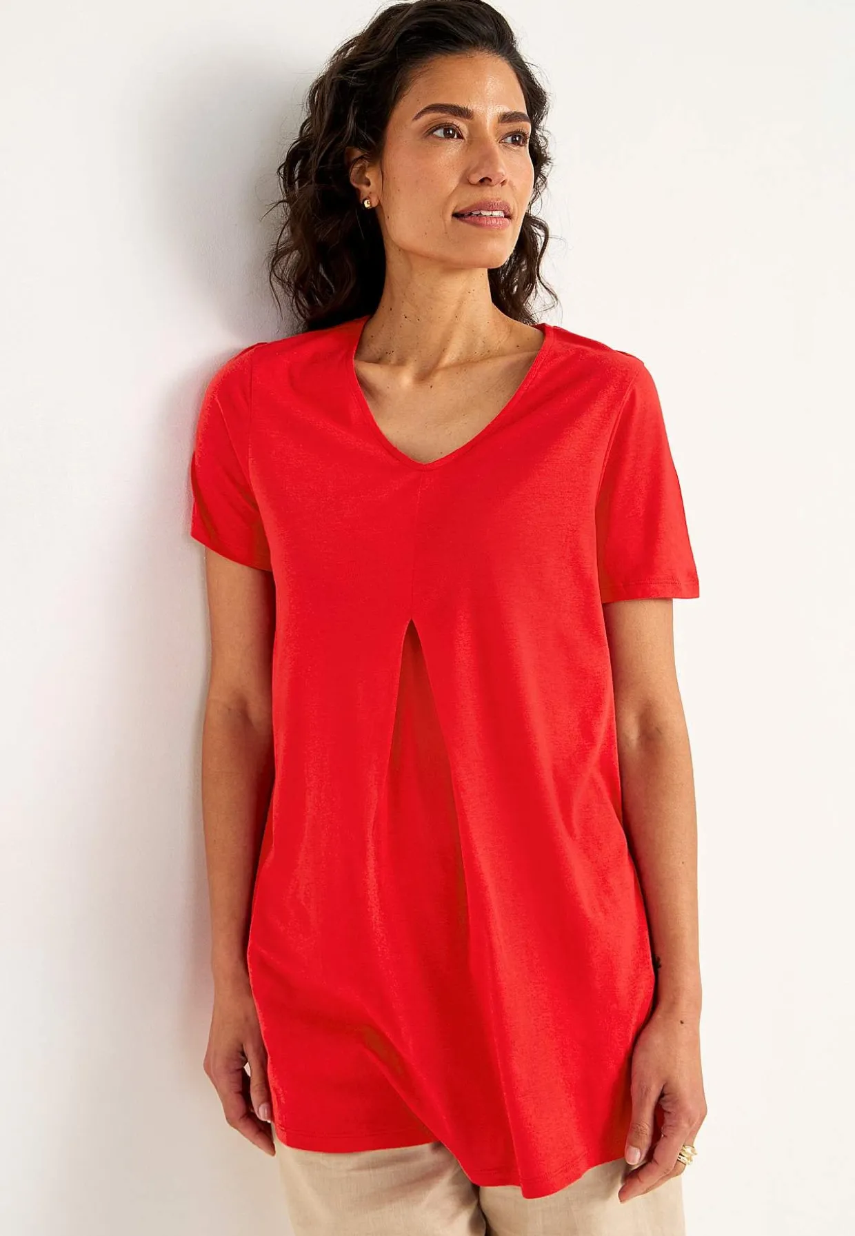 Jerseytunika med flatterende læg