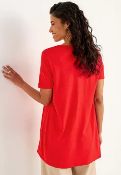 Jerseytunika med flatterende læg