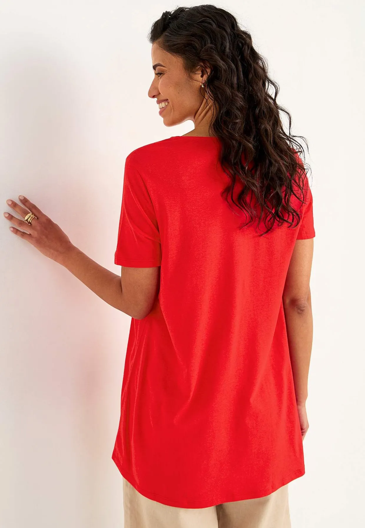 Jerseytunika med flatterende læg