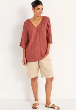 Jerseytunika med hulbroderi