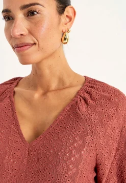 Jerseytunika med hulbroderi