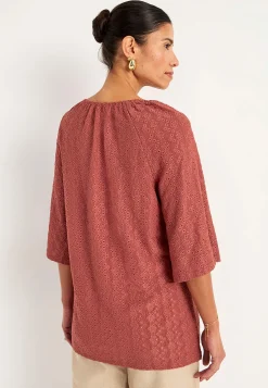 Jerseytunika med hulbroderi