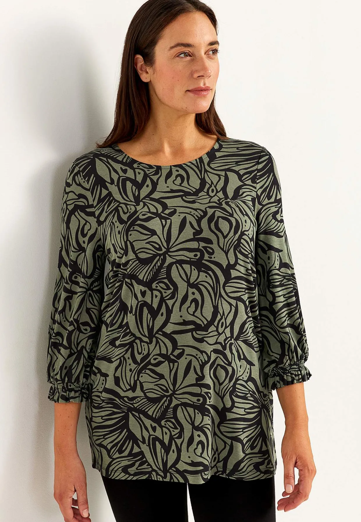 Jerseytunika med smockdetalje