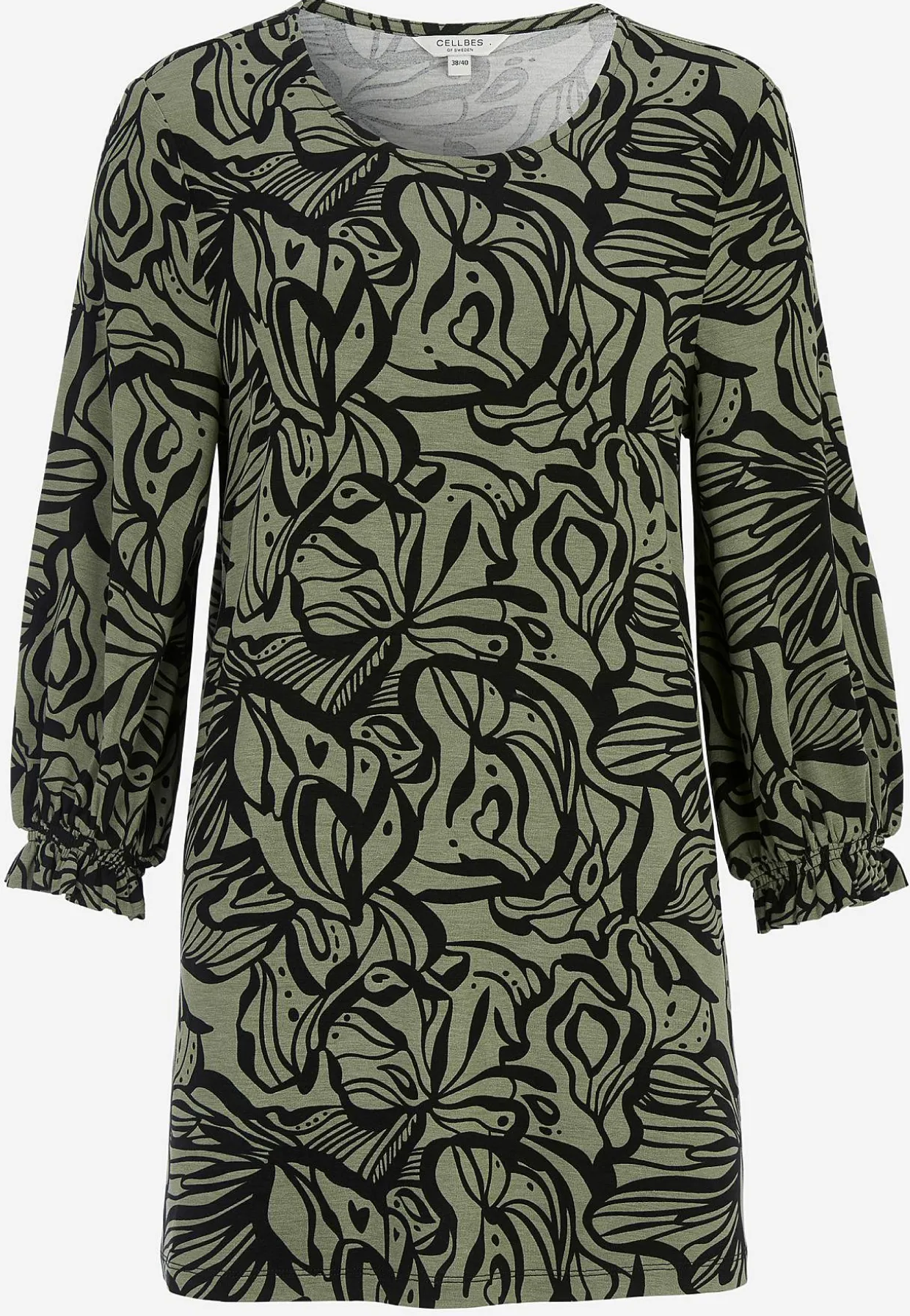 Jerseytunika med smockdetalje