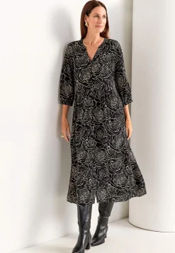 Kjole i viskose med et blomstermønster | Cellbes