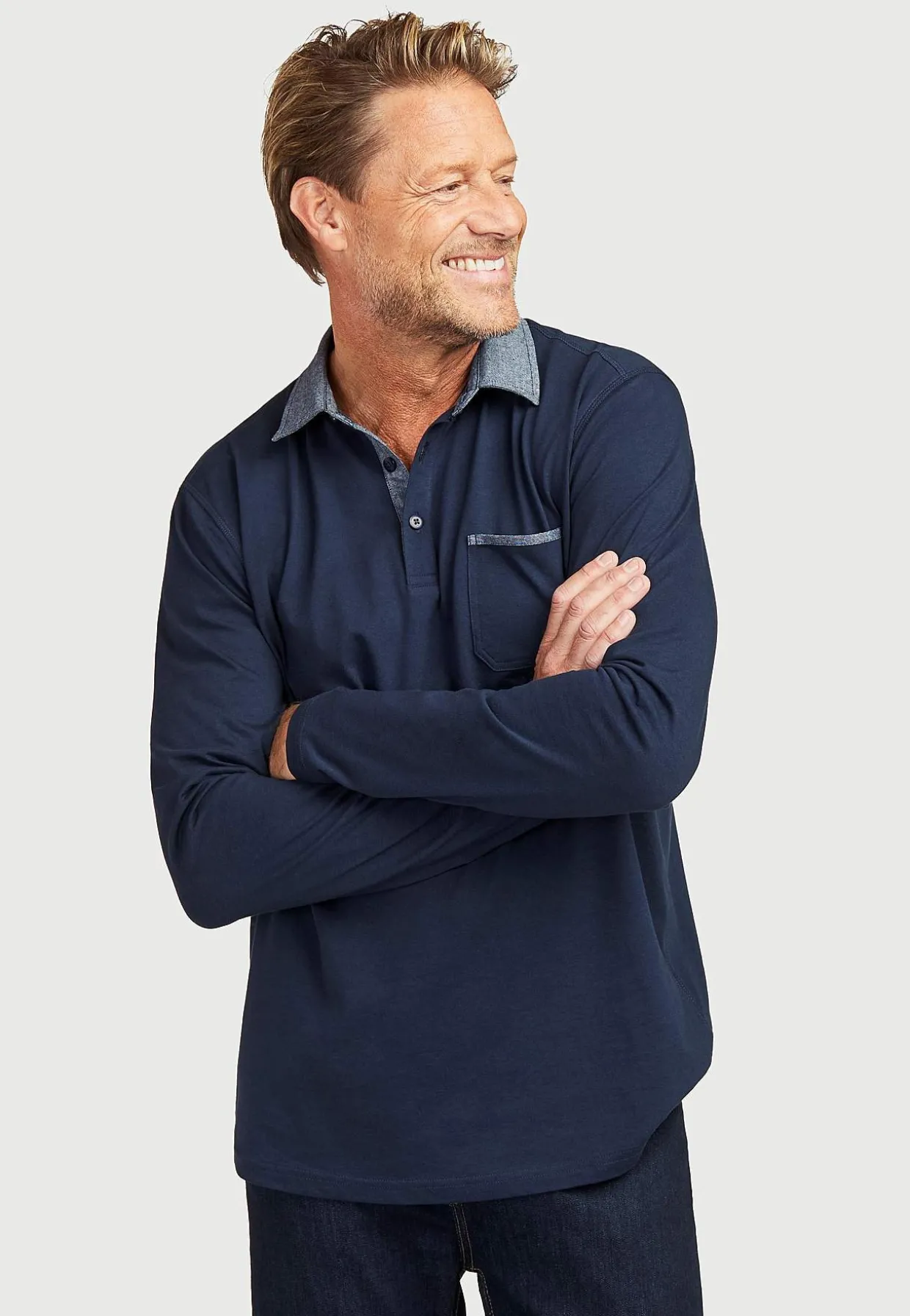 Komfortabel langærmet trøje med krave