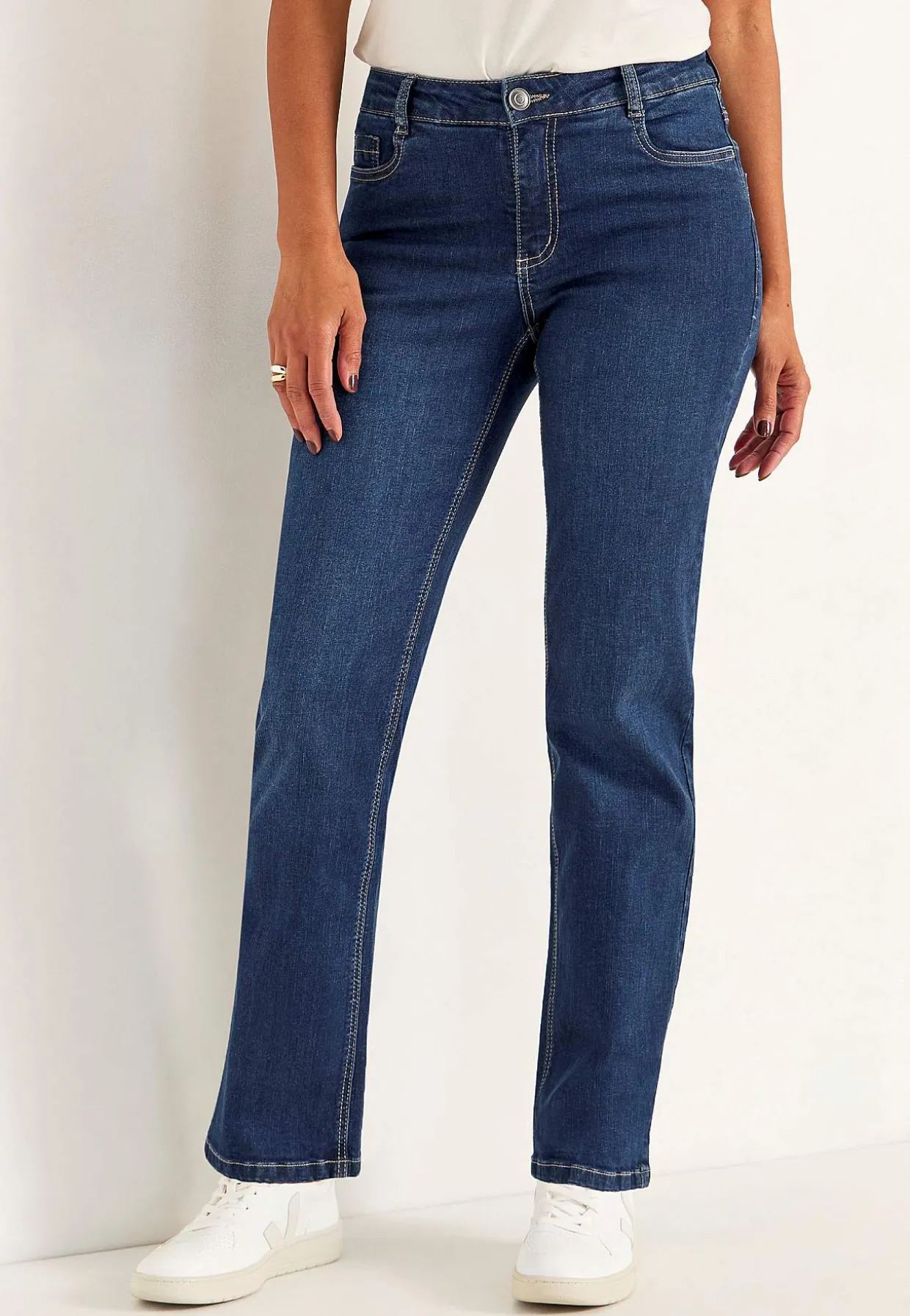 Komfortable stretchjeans med lige ben