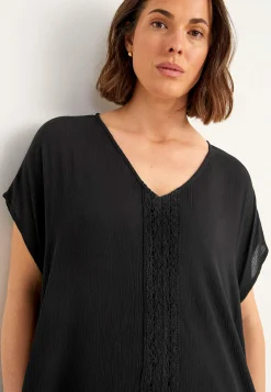 Kreppet kjole med lommer