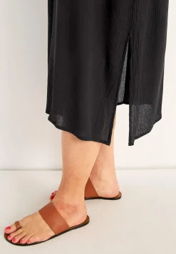 Kreppet kjole med lommer