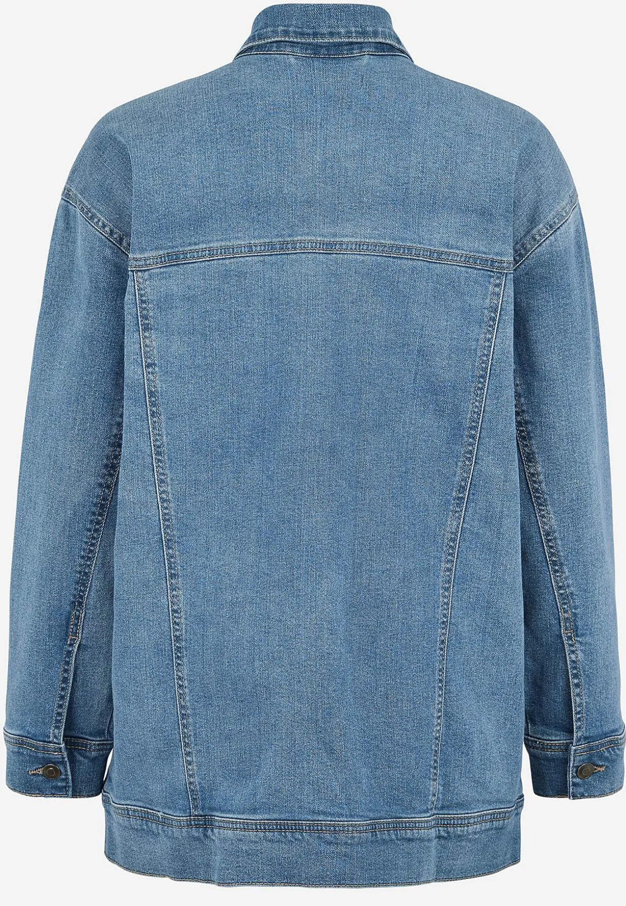 Lang jeansjakke med stræk