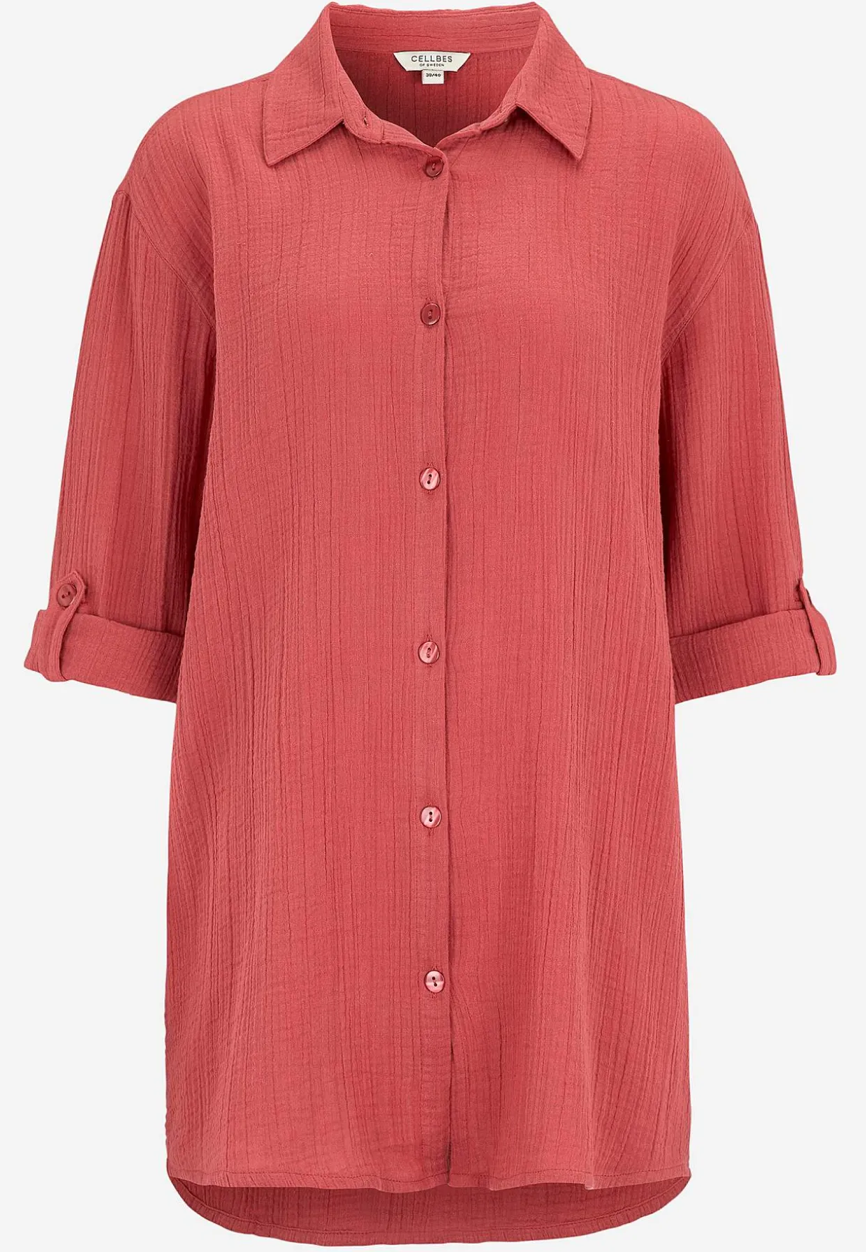 Lang skjorte i rynket bomuld