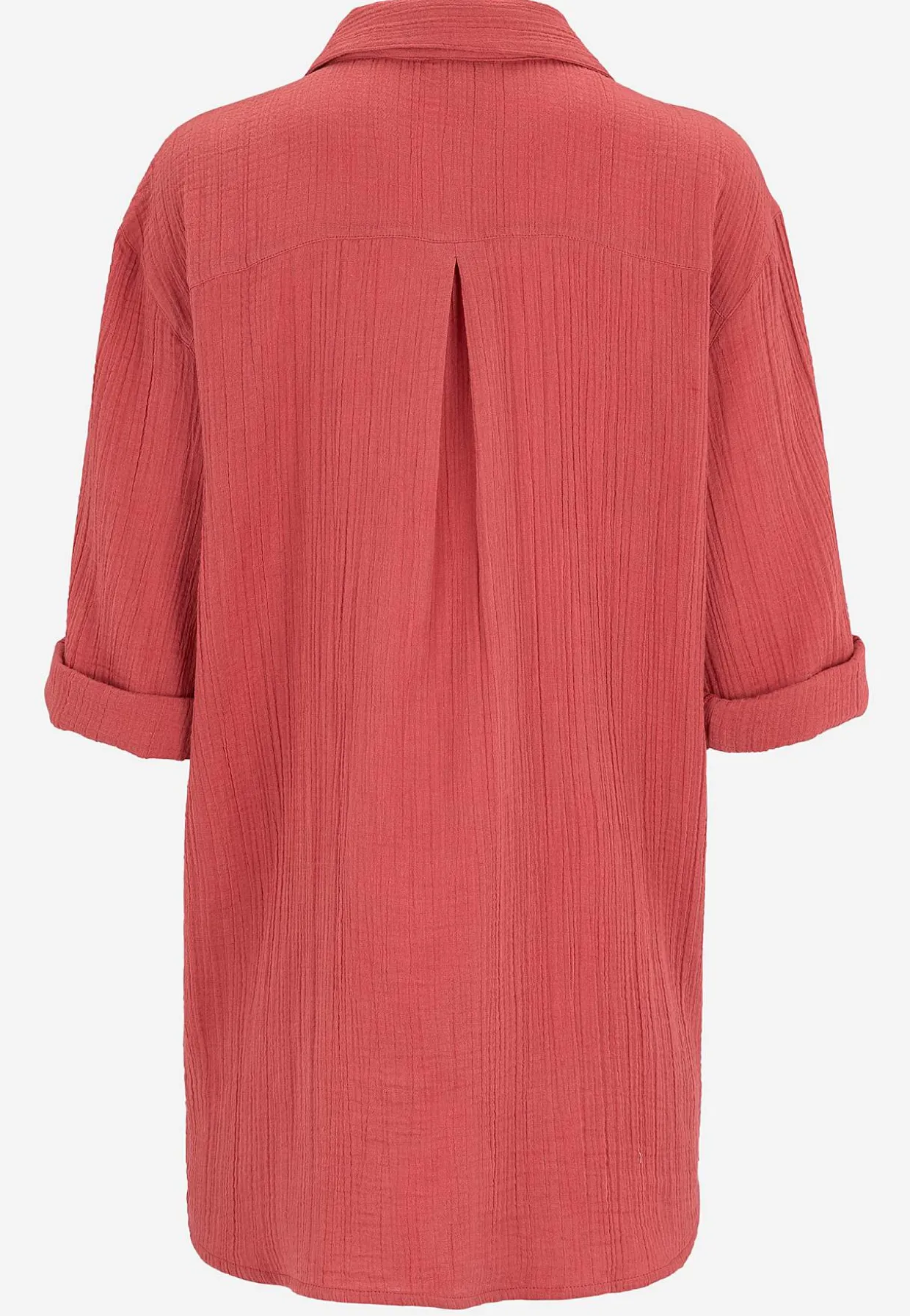 Lang skjorte i rynket bomuld