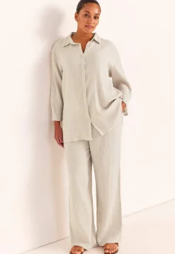 Lang skjorte i rynket bomuld