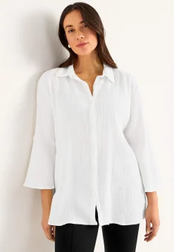 Lang skjorte i rynket bomuld