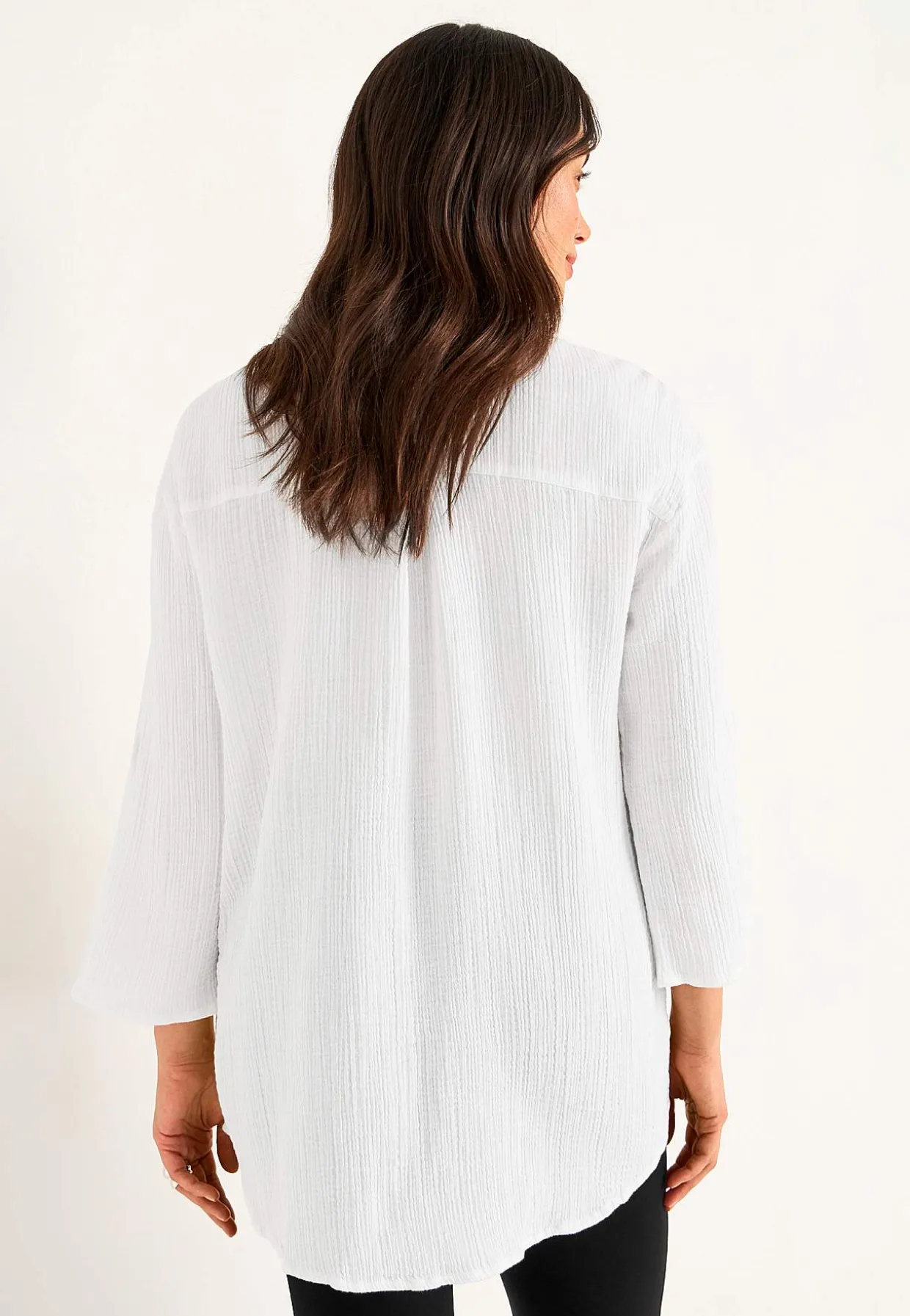 Lang skjorte i rynket bomuld